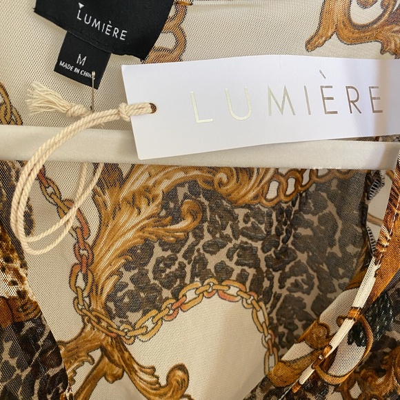 Lumiere Cheetah Print Mesh Top with Tie Front, White Mesh Top, Cheetah Crop Top - Picture 3 of 8